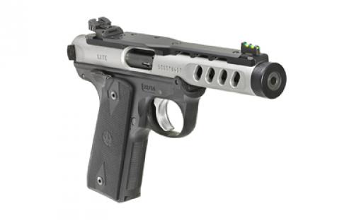Ruger Mark IV 22/45, Semi-Automatic Pistol, Polymer Frame, Single Action, 22 LR, 4.4" Threaded Barrel, 1/2x28, Clear Anodized Finish, Black Frame, Optic Ready Shield RMSc Mount, Checkered 1911 Grips, Co-witness Fiber Optic Sights, Ambidextrous Safety, 10 Rounds, 2 Magazines 43949