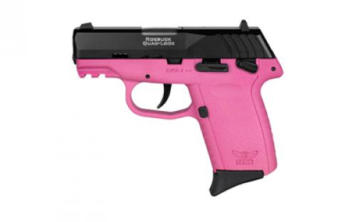 SCCY CPX-1 Gen 3, Double Action Only, Semi-automatic, Polymer Frame Pistol, Compact, 9MM, 3.1 Barrel, Matte Finish, Black Slide, Pink Frame, Ambidextrous Safety, 3 Dot Sights, 10 Rounds, 2 Magazines CPX-1CBPKG3