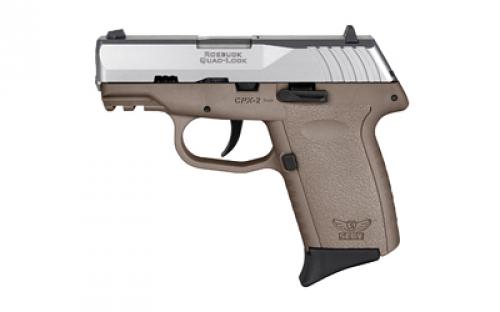 SCCY CPX-2 Gen 3, Semi-automatic Pistol, Double Action Only, Polymer Frame, Compact, 9MM, 3.1" Barrel, Matte Finish, Natural Stainless Slide, Dark Earth Frame, 3 Dot Sights, 10 Rounds, 2 Magazines CPX-2TTDEG3