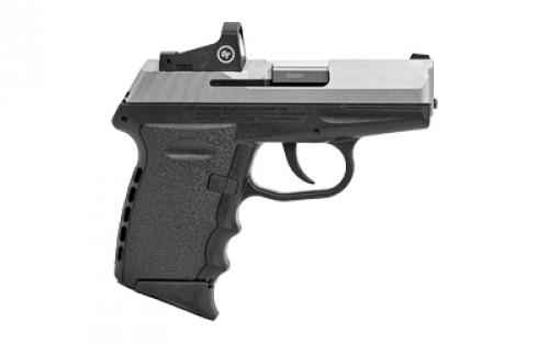 SCCY CPX-2, Double Action Only, Semi-automatic, Polymer Frame Pistol, Compact, 9MM, 3.1" Barrel, Satin Slide, Black Frame, 10 Rounds, Crimson Trace Red Dot Sight, 2 Magazines CPX-2TTRD