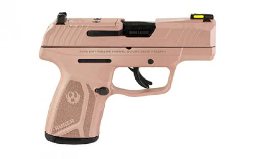 Ruger MAX-9, Striker Fired, Semi-automatic, Polymer Frame Pistol, Sub-Compact, 9MM, 3.2" Barrel, Rose GoldCerakote, Front TFO Night Sight, Optics Ready, Thumb Safety, 10 Rounds, 2 Magazines, BLEM (Damaged Case) 03501