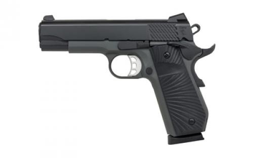 Tisas 1911 Carry, B9BA Stingray, Single Action Only, Semi-automatic, Metal Frame Pistol, Commander, 9mm, 4.25 Barrel, Aluminum Frame, Cerakote Finish, Black Slide, Gray Frame, Ed Brown Bobtail, G10 Grips, Novak Style 3-Dot Sights, Skelotonized Trigger, 10 Rounds, 2 Magazines 10100106