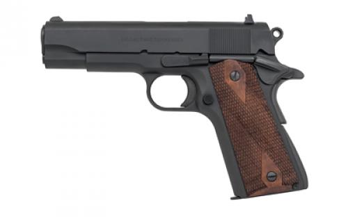 Tisas 1911, Tank Commander, Single Action Only, Semi-automatic, Metal Frame Pistol, Commander, 9MM, 4.25 Barrel, Carbon Steel Frame, Cerakote Finish, Black, Checkered Wood Grips, Novak Style 3-Dot Sights, 9 Rounds, 2 Magazines 10100116