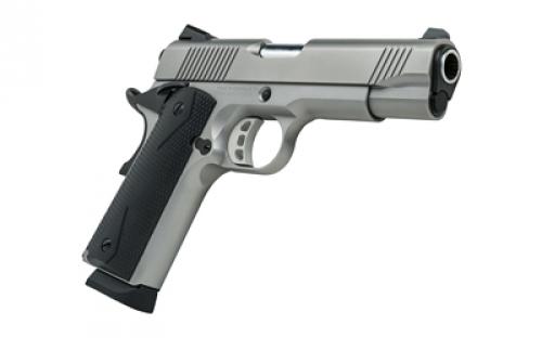 Tisas 1911 Carry, SS45, Single Action Only, Semi-automatic, Metal Frame Pistol, Commander, 45 ACP, 4.25" Barrel, Stainless Steel Frame, Stainless Steel Finish, Silver, Rubber Grips, Novak Style 3-Dot Sights, 8 Rounds, 2 Magazines 10100123