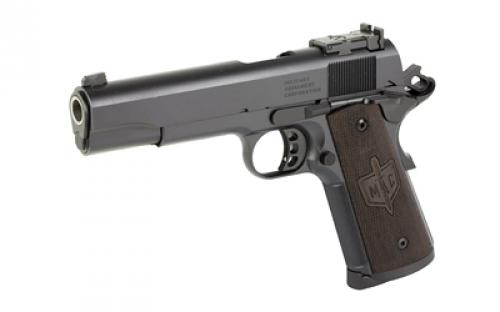 Military Arms Corporation MAC 1911 JSOC, Single Action Only, Semi-automatic, Metal Frame Pistol, Full Size, 45 ACP, 5" Barrel, Steel Frame, QPQ Finish, Black, Wood Grips, Adjustable Black Blade Rear Sight, 8 Rounds, 2 Magazines, Includes Knife and Lighter 10100524