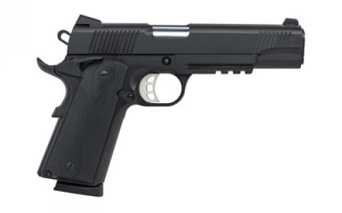 Tisas 1911 Duty, B45R, Single Action Only, Semi-automatic, Metal Frame Pistol, Full Size, 45 ACP, 5" Barrel, Carbon Steel Frame, Cerakote Finish, Black, Rubber Grips, Novak Style 3-Dot Sights, Accessory Rail, 8 Rounds, 2 Magazines 10100529
