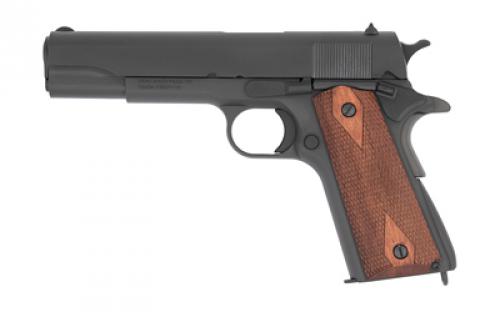 Tisas 1911A1, US Army, Single Action Only, Semi-automatic, Metal Frame Pistol, Full Size, 45ACP, 5 Barrel, Carbon Steel Frame, Manganese Phosphate Finish, Black, Checkered Wood Grips, Iron Sights, 7 Rounds, 2 Magazines 10100539