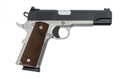 Tisas 1911 Duty, Enhanced, Single Action Only, Semi-automatic, Metal Frame Pistol, Full Size, 45ACP, 5 Barrel, Stainless Steel Frame, Silver, Black Slide, Checkered Wood Grips, Fiber Optic Front Sight, 8 Rounds, 2 Magazines 10100551
