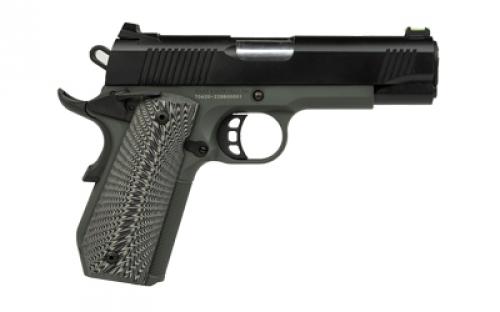 Tisas 1911 C10 Yukon, Single Action Only, Semi-automatic, Metal Frame Pistol, Commander, 10MM, 4.25" Barrel, Carbon Steel Frame, Cerakote Finish, Black Slide, Gray Frame, Ed Brown Bobtail, G10 Grips, Ambidextrous Safety, Fiber Optic Front Sight, 8 Rounds, 2 Magazines 10100802