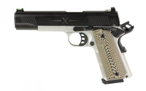 Tisas 1911 D10, Single Action Only, Semi-automatic, Metal Frame Pistol, Full-Size, 10MM, 5 Barrel, Carbon Steel Frame, Cerakote Finish, Black Slide, Stainless Steel Frame, G10 Grips, Ambidextrous Safety, Fiber Optic Front Sight, 8 Rounds, 2 Magazines 10100803