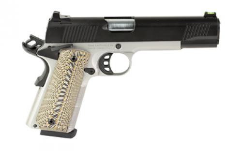 Tisas 1911 D10, Single Action Only, Semi-automatic, Metal Frame Pistol, Full-Size, 10MM, 5" Barrel, Carbon Steel Frame, Cerakote Finish, Black Slide, Stainless Steel Frame, G10 Grips, Ambidextrous Safety, Fiber Optic Front Sight, 8 Rounds, 2 Magazines 10100803