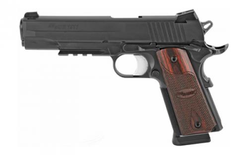 Sig Sauer 1911R, Nitron, California Compliant, Single Action Only, Semi-automatic, Metal Frame Pistol, Full Size, 45 ACP, 5 Barrel, Steel, Black, Rosewood Grips, Night Sights, Manual Thumb Safety, 8 Rounds, Accessory Rail, 2 Magazines 1911R-45-BSS-CA