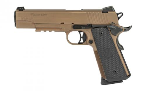 Sig Sauer 1911, Emperor Scorpion, Single Action Only, Semi-automatic, Metal Frame Pistol, Full Size, 45 ACP, 5 Barrel, Steel, Flat Dark Earth, Black G10 Grips, SIGLITE Night Sights, Ambidextrous Thumb Safety, 8 Rounds, Accessory Rail, 2 Magazines, BLEM (Scratches on Slide) 1911R-45-ESCPN
