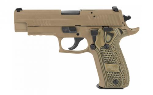 Sig Sauer P226, Scorpion, California Compliant, Double Action/Single Action, Semi-automatic, Metal Frame Pistol, Full Size, 9MM, 4.4 Barrel, Alloy, Flat Dark Earth, G10 Grips, Night Sights, Decocker, 10 Rounds, Short Reset Trigger, 2 Magazines 226R-9-SCPN-CA