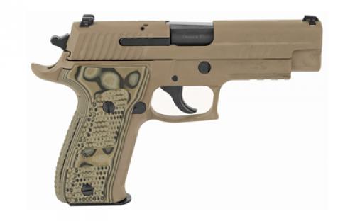 Sig Sauer P226, Scorpion, California Compliant, Double Action/Single Action, Semi-automatic, Metal Frame Pistol, Full Size, 9MM, 4.4" Barrel, Alloy, Flat Dark Earth, G10 Grips, Night Sights, Decocker, 10 Rounds, Short Reset Trigger, 2 Magazines 226R-9-SCPN-CA