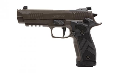 Sig Sauer P226, XFIVE Legion, Hammer Fired, Single Action Only, Alloy Framed Pistol, Full Size, 9mm, 4.4 Barrel, Cerakote Finish, Legion Gray, Two Port Optics Ready Stainless Steel Slide With Integrated Expansion Chamber, Legion Pattern Black TXG Grip Panels With Magwell, Flat Face Fully Adjustable Trigger System, Suppressor Height Xray3 Front and Adjustable Rear Night Sights, 20