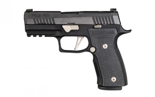 Sig Sauer P320, AXG Equinox, Custom Works, Striker Fired, Semi-automatic, Metal Frame Pistol, 9mm, 3.9 Barrel, Alloy, Black, AXG Modular Aluminum Grip, XRAY3 Night Sights, 10 Rounds, Optic Ready, Skeletonized Flat Trigger, 3 Magazines 320AXGCA-9-CW-EQ-R2-10