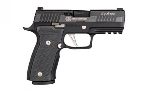 Sig Sauer P320, AXG Equinox, Custom Works, Striker Fired, Semi-automatic, Metal Frame Pistol, 9mm, 3.9" Barrel, Alloy, Black, AXG Modular Aluminum Grip, XRAY3 Night Sights, 10 Rounds, Optic Ready, Skeletonized Flat Trigger, 3 Magazines 320AXGCA-9-CW-EQ-R2-10
