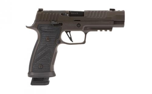 Sig Sauer P320, AXG Legion, Striker Fired, Semi-automatic, Metal Framed Pistol, Full Size, 9MM, 3.9", Two Port Slide Integrated Expansion Chamber, Cerakote Finish, Legion Gray, AXG Modular Grip, Hogue Custom G10 Grips, X Series Flat Skeletonized Trigger, XRay Day/Night Sights, Optics Ready, 10 Rounds, 3 Magazines 320AXGF-9-LEGION-10