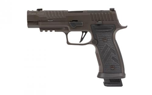 Sig Sauer P320, AXG Legion, Striker Fired, Semi-automatic, Metal Framed Pistol, Full Size, 9MM, 3.9, Two Port Slide Integrated Expansion Chamber, Cerakote Finish, Legion Gray, AXG Modular Grip, Hogue Custom G10 Grips, X Series Flat Skeletonized Trigger, XRay Day/Night Sights, Optics Ready, 21 Rounds, 3 Magazines 320AXGF-9-LEGION