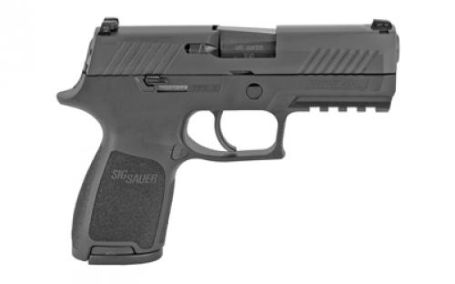 Sig Sauer P320, Compact, Striker Fired, Semi-automatic, Polymer Frame Pistol, 45 ACP, 3.9" Barrel, Nitron Finish, Black, SIGLITE Night Sights, 9 Rounds, 2 Magazines 320C-45-BSS
