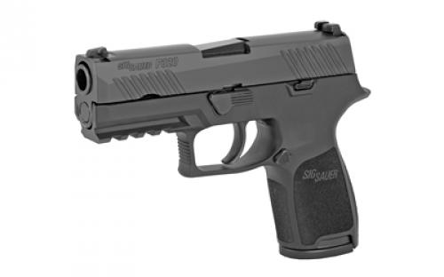 Sig Sauer P320, Compact, Striker Fired, Semi-automatic, Polymer Frame Pistol, 45 ACP, 3.9" Barrel, Nitron Finish, Black, SIGLITE Night Sights, 9 Rounds, 2 Magazines 320C-45-BSS