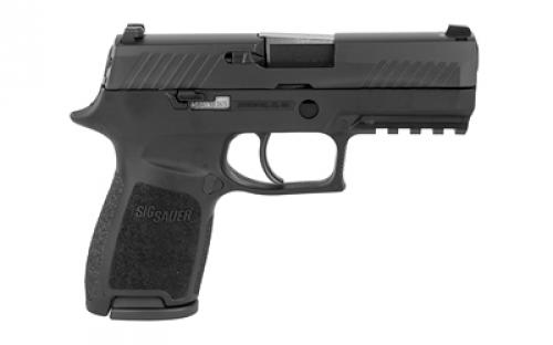 Sig Sauer P320, Compact, Striker Fired, Semi-automatic, Polymer Frame Pistol, 9MM, 3.9" Barrel, Nitron Finish, Black, Fixed Sights, 15 Rounds, 2 Magazines 320C-9-B