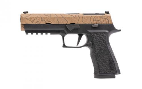 Sig Sauer P320, XTEN Endure, Striker Fired, Semi-automatic, Polymer Frame Pistol, Full Size, 10MM, 5 Barrel, Cerakote Finish, Flat Dark Earth Slide with Topographic Laser Etched Pattern, Black Frame, Optics Ready, XRAY3 Night Sights, 15 Rounds, 3 Magazines 320X5-10-CXR3-CW-R2