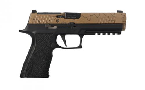 Sig Sauer P320, XTEN Endure, Striker Fired, Semi-automatic, Polymer Frame Pistol, Full Size, 10MM, 5" Barrel, Cerakote Finish, Flat Dark Earth Slide with Topographic Laser Etched Pattern, Black Frame, Optics Ready, XRAY3 Night Sights, 15 Rounds, 3 Magazines 320X5-10-CXR3-CW-R2