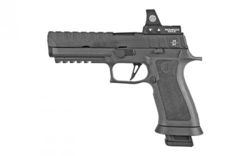 Sig Sauer P320, MAX, Striker Fired, Semi-automatic, Tungsten-infused Polymer Frame Pistol, Full Size, 9MM, 5 Barrel, Black, Ambidextrous Controls, 21 Rounds, Sig ROMEO3 MAX 6MOA Red Dot Sight, 4 Magazines 320X5-9-MAXM