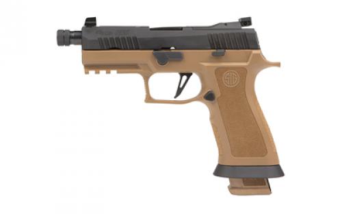 Sig Sauer P320 X-Carry, TALO, Semi-automatic Pistol, Striker Fired, Full Size, 9MM, 4.6 Threaded Barrel, 1/2X28, Marine Raider Logo on Slide, Two Tone Coyote, Optics Ready, Suppressor Height X-Ray 3 Sights, 21 Rounds, 3 Mags 320XCA-9-RTAXR3-TB-MR