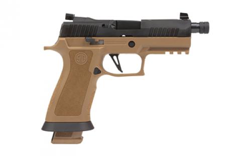 Sig Sauer P320 X-Carry, TALO, Semi-automatic Pistol, Striker Fired, Full Size, 9MM, 4.6" Threaded Barrel, 1/2X28, Marine Raider Logo on Slide, Two Tone Coyote, Optics Ready, Suppressor Height X-Ray 3 Sights, 21 Rounds, 3 Mags 320XCA-9-RTAXR3-TB-MR