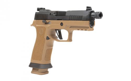Sig Sauer P320 X-Carry, TALO, Semi-automatic Pistol, Striker Fired, Full Size, 9MM, 4.6" Threaded Barrel, 1/2X28, Marine Raider Logo on Slide, Two Tone Coyote, Optics Ready, Suppressor Height X-Ray 3 Sights, 21 Rounds, 3 Mags 320XCA-9-RTAXR3-TB-MR