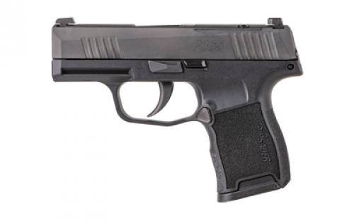 Sig Sauer P365, Striker Fired, Semi-automatic, Polymer Frame Pistol, Sub-Compact, 380 ACP, 3.1 Barrel, Nitron Finish, Black, SIGLITE Day/Night Sights, 2 Magazines, 10 Rounds, Optics Ready 365-380-BSS