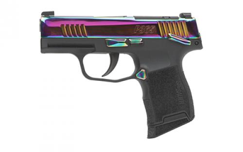 Sig Sauer P365, Striker Fired, Semi-automatic, Polymer Frame Pistol, Sub-Compact, 380 ACP, 3.1 Barrel, Rainbow Titanium Finished Optic Ready Slide, SIGLITE Day/Night Sights, 2 Magazines, 10 Rounds 365-380-RBT-MS
