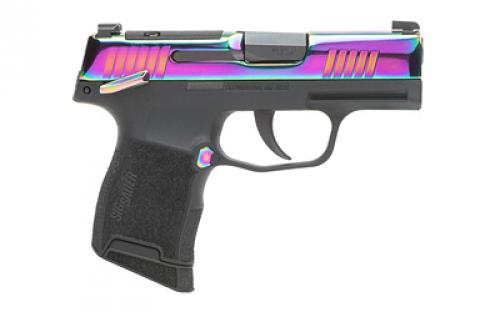 Sig Sauer P365, Striker Fired, Semi-automatic, Polymer Frame Pistol, Sub-Compact, 380 ACP, 3.1" Barrel, Rainbow Titanium Finished Optic Ready Slide, SIGLITE Day/Night Sights, 2 Magazines, 10 Rounds 365-380-RBT-MS