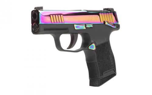 Sig Sauer P365, Striker Fired, Semi-automatic, Polymer Frame Pistol, Sub-Compact, 380 ACP, 3.1" Barrel, Rainbow Titanium Finished Optic Ready Slide, SIGLITE Day/Night Sights, 2 Magazines, 10 Rounds 365-380-RBT-MS