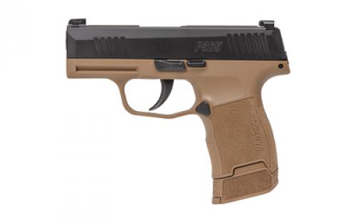 Sig Sauer P365, TALO, Tacpac, Striker Fired, Semi-automatic  Polymer Frame Sub-Compact, 9MM, 3.1 Barrel, Black Slide, Coyote Frame, Optic Ready, XRAY3 Night Sights, Ambi IWB/OWB Holster, 3 Magazines, (2) 12-Round and (1) 15-Round 365-9-RTXR3P-C-TACPAC