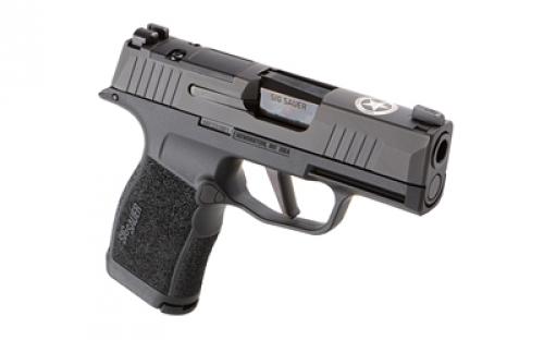 Sig Sauer P365X, Striker Fired, Polymer Frame Pistol, Subcompact, 9MM, 3.1" Barrel, Matte Finish, Black, X-Ray 3 Night Sights, Optic Ready, 12 Rounds, 2 Magazines, Includes Texas Ranger Engraving on Slide and Challenge Coin 365X-9-BXR3P-TR
