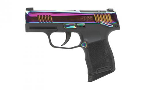 Sig Sauer P365X, Striker Fired, Semi-automatic, Polymer Framed Pistol, Sub-Compact, 9MM, 3.1 Barrel, Rainbow Titanium Finish, X-Ray 3 Night Sights, Optic Ready, Manual Safety, 12 Rounds, 2 Magazines 365X-9-RBT-MS