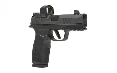 Sig Sauer P365 Macro, Striker Fired, Semi-automatic, Polymer Frame Pistol, Sub-Compact, 9MM, 3.1" Barrel, Nitron Finish, Black, XRAY3 Day/Night Sights, Optic Ready, Compensator, 17 Rounds, 2 Magazines, Includes Mounted Romeo Zero Elite Red Dot Sight 365XCA-9-COMP-RXZE