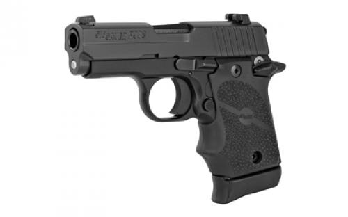 Sig Sauer P938, Single Action Only, Semi-automatic, Metal Frame Pistol, Sub-Compact, 9MM, 3" Barrel, Alloy, Nitron Finish, Black, Rubber Grips, SIGLITE Night Sights, Ambidextrous Thumb Safety, 7 Rounds, 1 Magazine 938-9-BRG-AMBI