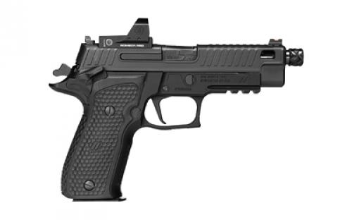 Sig Sauer P226 ZEV, Double Action/Single Action, Semi-automatic, Metal Frame Pistol, Full Size, 9MM, 4.9" Custom ZEV Tech Threaded Barrel, Anodized Finish, Black, Custom ZEV Tech Slide And Frame, Custom ZEV Tech G10 Grips, ZEV Tech Fiber Optic Sights With ROMEO1Pro Micro Red Dot, Decocker, 15 Rounds, 3 Magazines E26R-9-ZEV-SAO-TB-RP