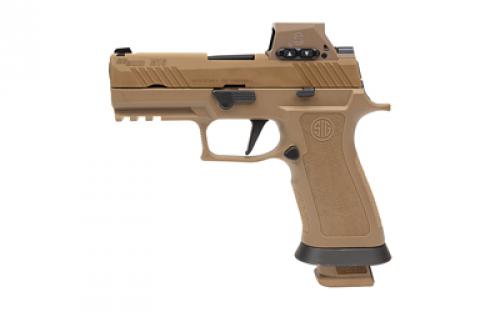 Sig Sauer P320 M18X, Striker Fired, Semi-automatic, Polymer Framed Pistol, Carry, 9MM, 3.9 Barrel, PVD Finish, Coyote Tan, RomeoM17 Red Dot Sight, SIGLITE Night Sights, 21 Rounds, 3 Magazines M18X-9-RX