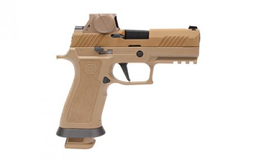 Sig Sauer P320 M18X, Striker Fired, Semi-automatic, Polymer Framed Pistol, Carry, 9MM, 3.9" Barrel, PVD Finish, Coyote Tan, RomeoM17 Red Dot Sight, SIGLITE Night Sights, 21 Rounds, 3 Magazines M18X-9-RX