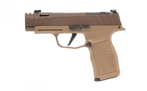 Sig Sauer P365XL Spectre Comp, Striker Fired, Semi-automatic, Polymer Frame Pistol, Sub-Compact, 9MM, Matte Finish, Coyote Tan Slide and Frame, XRay3 Night Sights, Optics Ready, Integrated Compensator, (1)-17 Round and (2)-12 Round Magazines P365V005