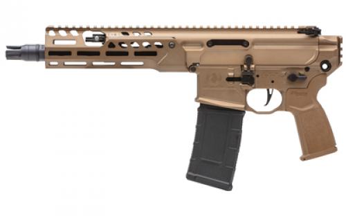 Sig Sauer MCX SPEAR-LT, Semi-automatic Pistol, 300 Blackout, 9 Barrel, Anodized Finish, Coyote, Flat Blade Match Trigger, 8 Lightweight Ergonomic M-LOK Handguard, Ambidextrous Controls, 30 Rounds, 1 Magazine, No Brace PMCX-300B-9B-LT