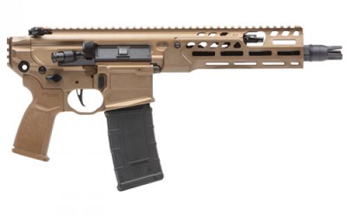 Sig Sauer MCX SPEAR-LT, Semi-automatic Pistol, 300 Blackout, 9" Barrel, Anodized Finish, Coyote, Flat Blade Match Trigger, 8" Lightweight Ergonomic M-LOK Handguard, Ambidextrous Controls, 30 Rounds, 1 Magazine, No Brace PMCX-300B-9B-LT
