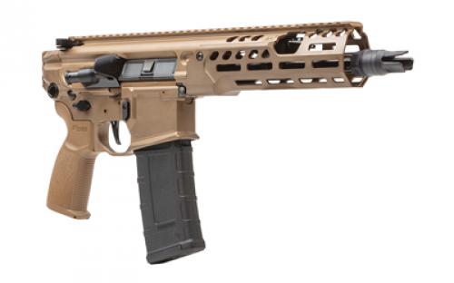 Sig Sauer MCX SPEAR-LT, Semi-automatic Pistol, 300 Blackout, 9" Barrel, Anodized Finish, Coyote, Flat Blade Match Trigger, 8" Lightweight Ergonomic M-LOK Handguard, Ambidextrous Controls, 30 Rounds, 1 Magazine, No Brace PMCX-300B-9B-LT
