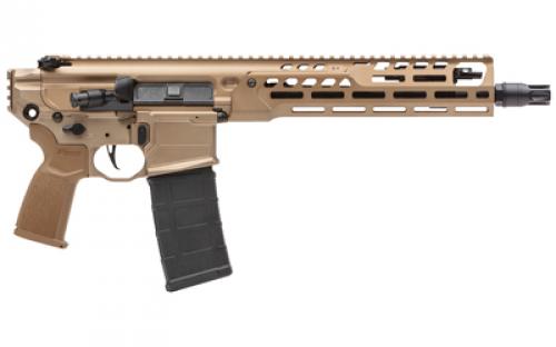 Sig Sauer MCX SPEAR-LT, Semi-automatic Pistol, 223 Remington/5.56NATO, 11" Barrel, Anodized Finish, Coyote, Flatblade Match Trigger, 10" Lightweight Ergonomic M-LOK Handguard, Fully Ambidextrous Controls, 30 Rounds, 1 Magazine, No Brace PMCX-556N-11B-LT